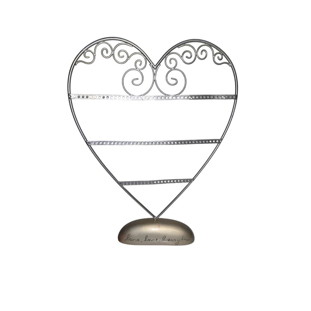 Heart-Shaped Jewelry Display Stand in Silver Holds Earrings